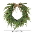 thumbnail image 3 of Lighted Christmas Wreath 15.7 Inch Real Touch Artificial Pine Cedar Wreath with Lights Bow Pine Cones for Front Door Indoor Outdoor Holiday Home Decor (Battery not Included), 3 of 7