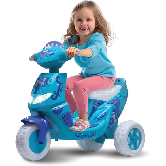 Kid Trax Disney Frozen Kids Scooter Ride On Toy, 6 Volt, Kids 3-5 Years Old, Max Weight 55 lbs, Single Rider, Battery and Charger Included, Blue