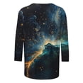 thumbnail image 4 of UPPADA Blouses Grande Taille pour Femmes Manches 3/4 Imprimé Floral Teinture Tee-Shirts Décontractés Tendance Col Rond Confortable Pull Tops Blouses Mignonnes d'Été Tops Manches 3/4 pour Femmes Offres, 4 of 5