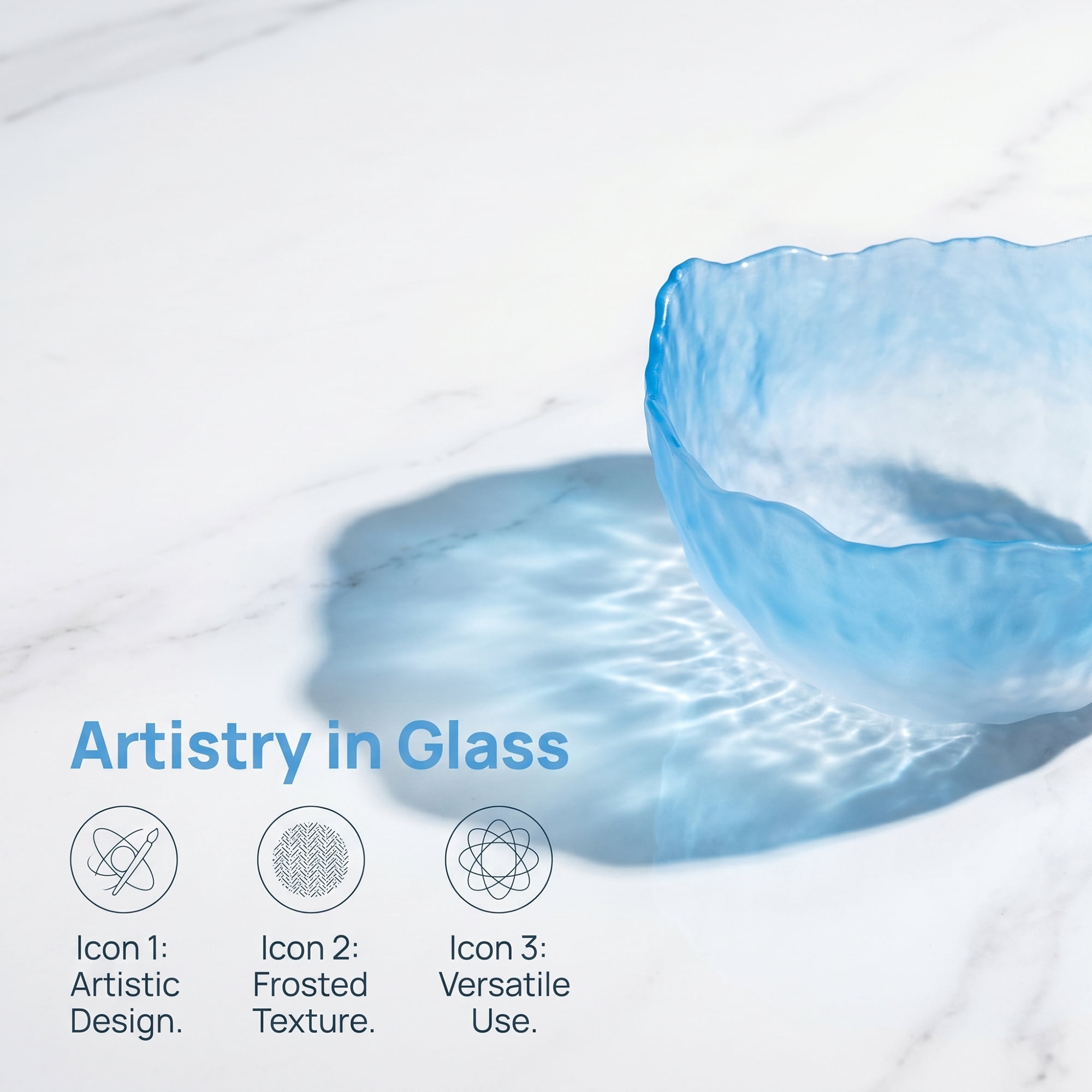 Unique Bargains Elegant Gradient Glass Small Aesthetic Salad Bowl Blue 5.1" x 5.1" x 2.4"