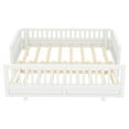 thumbnail image 7 of Twin Montessori Floor Bed or Double Twin Platform Bed for Kids, Solid Wood Twin Bed Frame with Guardrails, 2-in-1 Convertible Toddler Bed Frame, White, 7 of 7