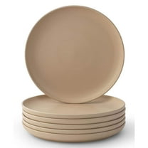 6-Pieces Stoneware 10.5 in. Dinner Plate Set-Beige