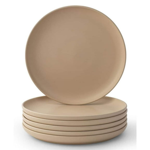 6-Pieces Stoneware 10.5 in. Dinner Plate Set-Beige