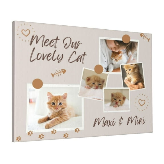 Custom Canvas Prints Grey Cute Pet Personalized Photo Image Collage DIY Framed Kit Wall Art Picture Room Decor 16x20 inch