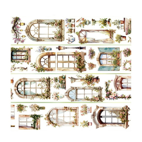 Flower Decorative Tape Aesthetic PET Tape 60mmX2Meter Scrapbooking Decoration Tape for Scrapbook Journal Photo Album