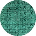thumbnail image 1 of Ahgly Company Machine Washable Indoor Round Abstract Turquoise Blue Modern Area Rugs, 6' Round, 1 of 4