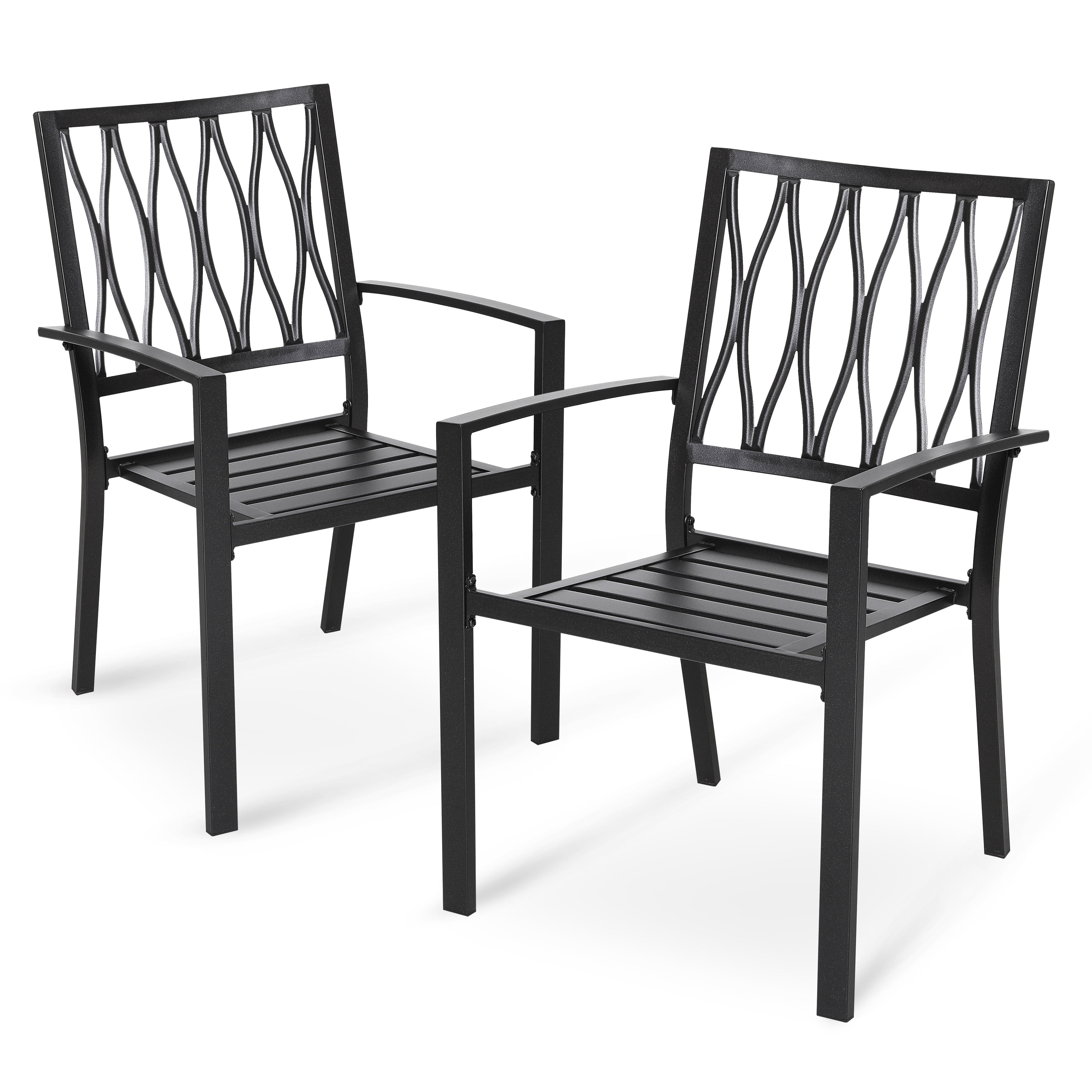 MF Studio Outdoor Patio Dining Chairs, Set of 2, Modern Metal