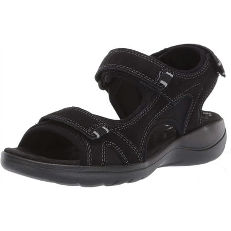 Clarks 26150177: Women's Saylie Spin Black Suede Sandal (8 B(M) US Women)