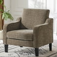 thumbnail image 1 of Ktaxon Accent Chair with Thick Cushion, Mid-Century Modern Single Sofa Chenille Armchair for Living Room, Bedroom Light Brown, 1 of 9