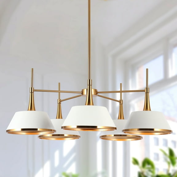 LNC Idaikos 5-Light Polished Gold Modern/Contemporary Led Chandelier