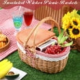 thumbnail image 5 of Wicker Insulated Picnic Basket with Lid Wicker Picnic Basket with Folding Handles and Insulated Cooler Bag for Camping Outdoor Easter Valentine Birthday Gift(Red Plaid), 5 of 12
