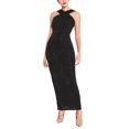 thumbnail image 2 of INSPIRE CHIC Vestido sin mangas con cuello halter, falda dividida, vestido de cóctel ajustado, maxi vestido S negro, 2 of 5