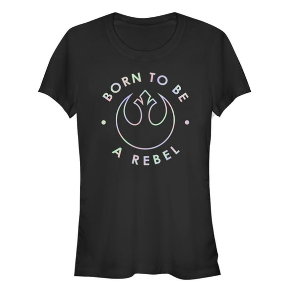 Junior's Star Wars Rainbow Born to Be a Rebel Graphic Tee Black Small