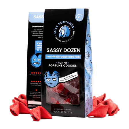 Miss Fortunes - Funny Fortune Cookies - The Sassy Dozen - Let Your Twisted Sense of Humor Shine! Written by Professional Comedy Writers - (12) Fortune Cookies