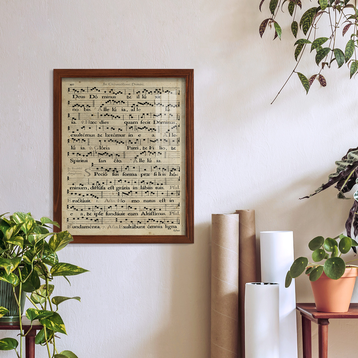 Vellum Songbook II -Framed Print w/glass-Chestnut