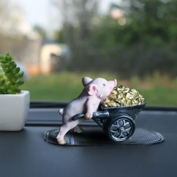 Figuras en miniatura de simulación creativa y divertida, adornos de cerdito, muñeco de escritorio para coche, regalo de cumpleaños para profesor, modelo de decoración de coche