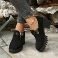 thumbnail image 5 of Miluxas Platform Loafers for Women: Casual Round Toe Suede Chunky Heeled Loafer Comfort Wedge Business Uniform Walking Shoes Black 8(40), 5 of 7
