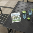 thumbnail image 4 of Nuu Garden Outdoor Rectangle Dining Table, 61'' x 37'' Splice Tabletop with 1.77'' Umbrella Hole, Powder-coated Iron Frames, for Outdoor or Indoor Space, Patio, Deck, Garden, Backyard, Kitchen, Black, 4 of 10