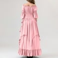 thumbnail image 6 of Women's Fashion Long Sleeve,Women's Vintage Solid Color Lace Collar 3/4 Sleeve Cos Dress Pink, 6 of 7