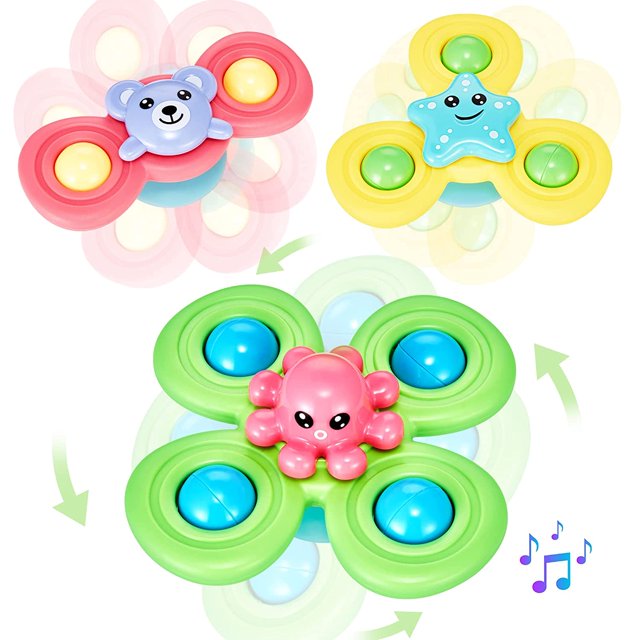 Juguetes de succión para bebés 3 piezas, juguetes para tronas, juguetes sensoriales para bebés, juguetes de baño, juguetes para ventanas, juguetes para bebés de 6 a 12 meses, regalos de primer cumpleaños para niños, juguetes para niños de 1 año, regalos para bebés de 1 año Sincero Electrónica