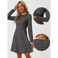 thumbnail image 2 of Vestido de tweed vintage Allegra K acampanado manga larga cuello Peter Pan Negro XS, 2 of 6