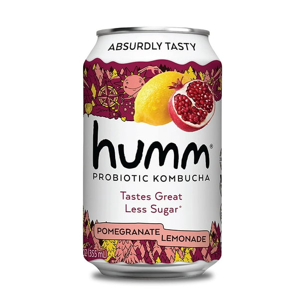 Humm Kombucha Tea, Pomegranate Lemonade, 12 Pack, 12oz Can