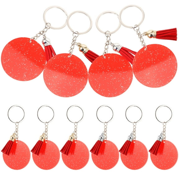 OUNONA  10 Pcs Key Ring Acrylic Chain Blanks Accessory Keychain Red