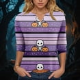 thumbnail image 2 of Towmus Women Blouses 3/4 Length Sleeve Womens Fall Shirts Halloween V NeckPumpkin T-Shirts Thanksgiving Graphic Tee Tops Under $10, 2 of 5