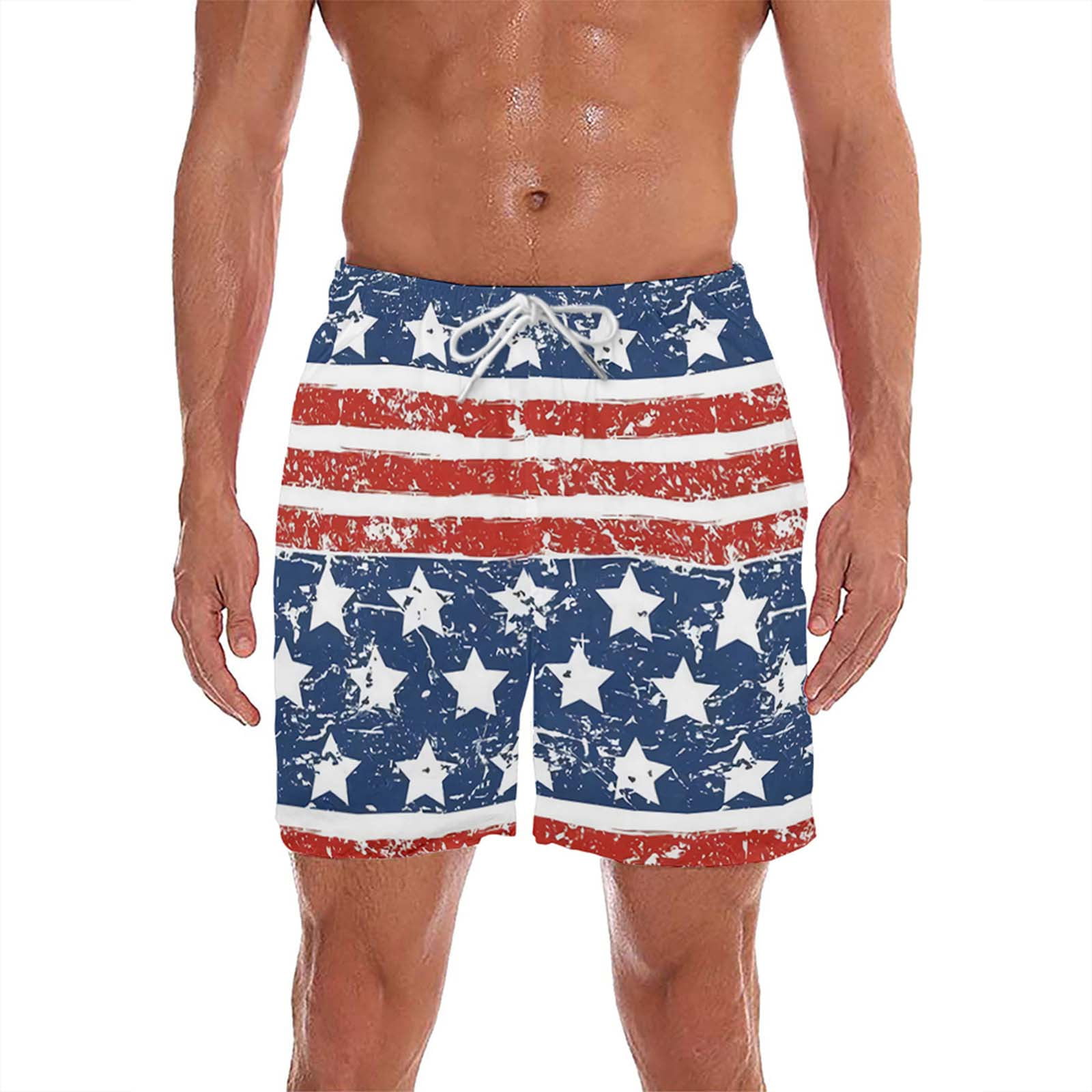 Mchoice Mens 4th of July Swim Trunks Quick Dry Swim Shorts with Mesh ...