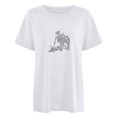 thumbnail image 1 of Hombres manga corta casual romántico esqueleto estampado hombro caído cuello redondo pulóver camiseta blusa Pompotops oipoqjl5430, 1 of 2