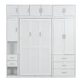 thumbnail image 5 of EUROCO Wood Murphy Bed, Storage Wall Bed with Cabinets and Drawers, Clever Furniture Set with Wardrobe for Living Room, Assemble Video Provided, Twin, 5 of 17