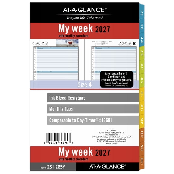 AT-A-GLANCE 2027 Zenscapes Weekly Monthly Planner Refill Loose-Leaf Desk Size 5