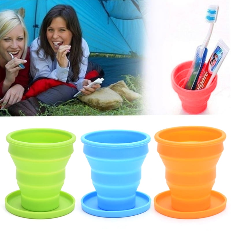 1 cup Blue Silicone Travel Cup Folding Cup Collapsible Cup 100% Food Grade 