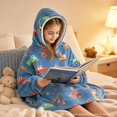thumbnail image 6 of Kids Glow in The Dark Hooded Blanket Hoodie, Oversized Wearable Blanket for Boys & Girls Flannel Fleece One Size Purple D0P, 6 of 7