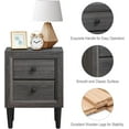 thumbnail image 5 of SSyao Nightstand with Drawer, Fully-Assembled 2-Drawer Bedside Tables with Solid Wood Legs for Bedroom, Modern Night Stand Side Table for Small Space Living Room, Grey, 5 of 9