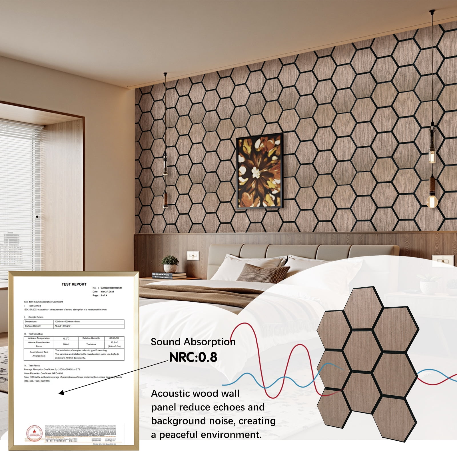 4 Packs Acoustic Wall Panels - Self-Adhesive 3D Wood Slat Wall Panel- Peel and Stick Sound Absorbing Panels for Noise Reducing - Feature Wall Decor for Home & Office