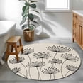 thumbnail image 3 of Small Round Rug 3Ft Washable Non-Slip, Farmhouse Dandelion Circle Area Rugs for Living Room Bedroom, Spring Modern Country Flower Black Beige Indoor Floor Mats Carpet Runner for Home Decor, 3 of 8