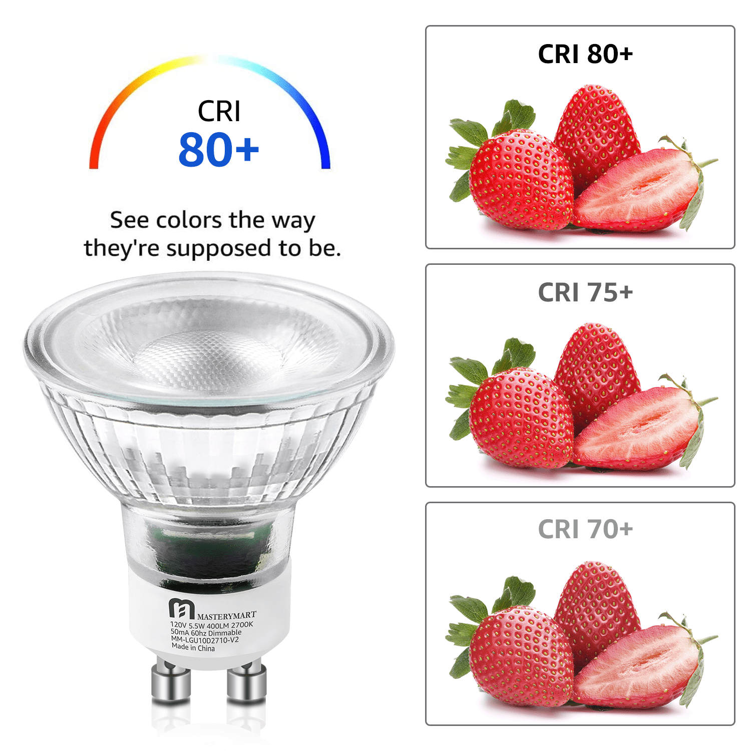 Mastery Mart Dimmable GU10 LED Light Bulbs, 50W Equivalent, 400LM, 2700K  Soft White, Lasts 25,000hrs, 6-pack | Wandleuchten