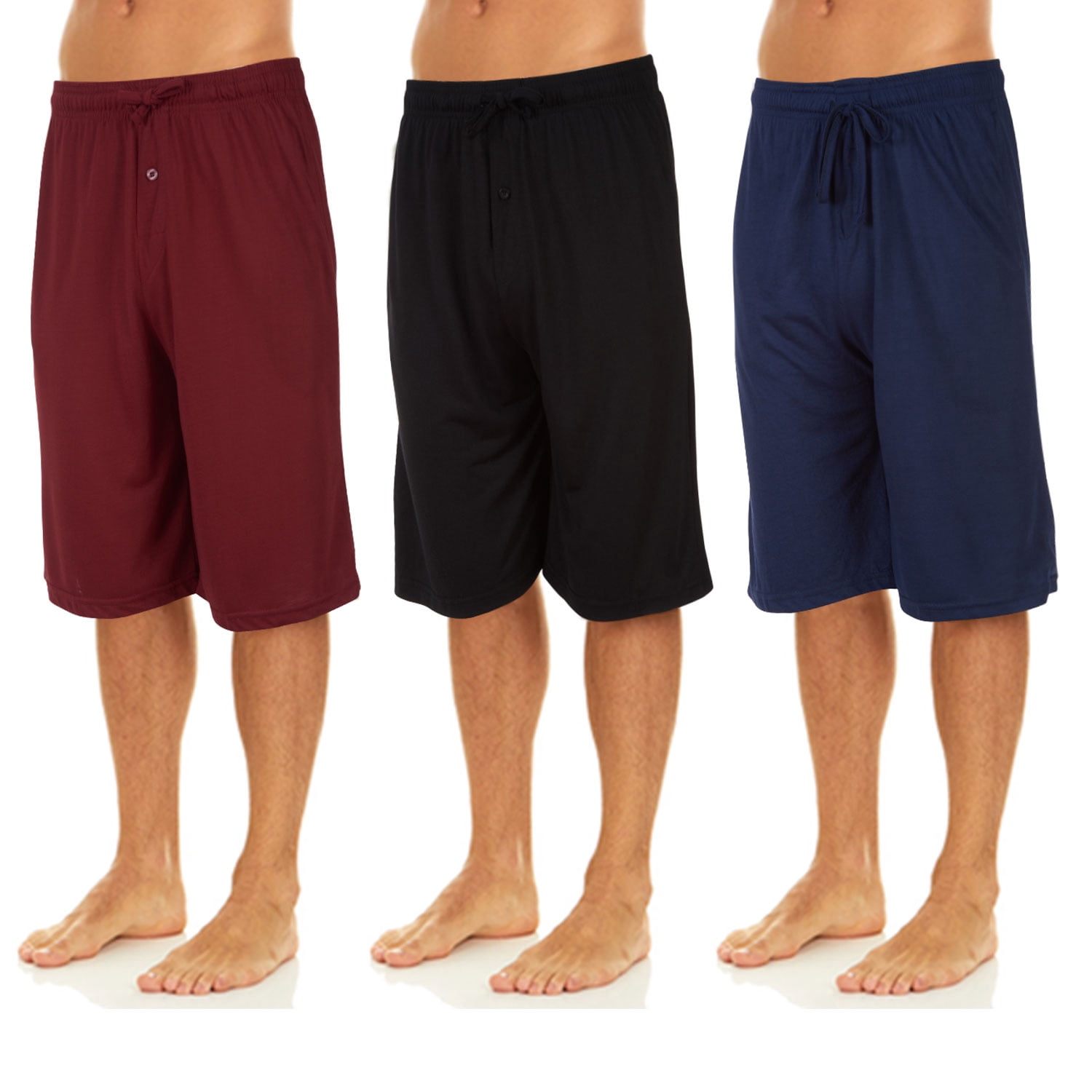 Daresay Mens Sleep Shorts, Mens Knit Short with Pockets and Adjustable