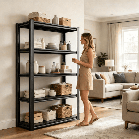 72"H Steel Bookshelf,3000lb 5-Tier Bookcase Heavy Duty,Black Adjustable Shelves,Thickened Upright & Double Layer Panel,Freestanding shelving for Home Office Basement