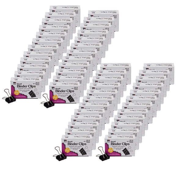 Charles Leonard Binder Clips, Small, 0.38 Inch Capacity, Black, 576 Count