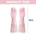 thumbnail image 2 of Dishwashing Cleaning Gloves 2 pairs - Reusable Rubber Gloves Non-slip Laundry Kitchen Gardening Household GlovesPink, 2 of 5