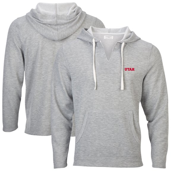 Women's Boxercraft Heather Gray Utah Utes Baja Fleece V-Neck Pullover Hoodie