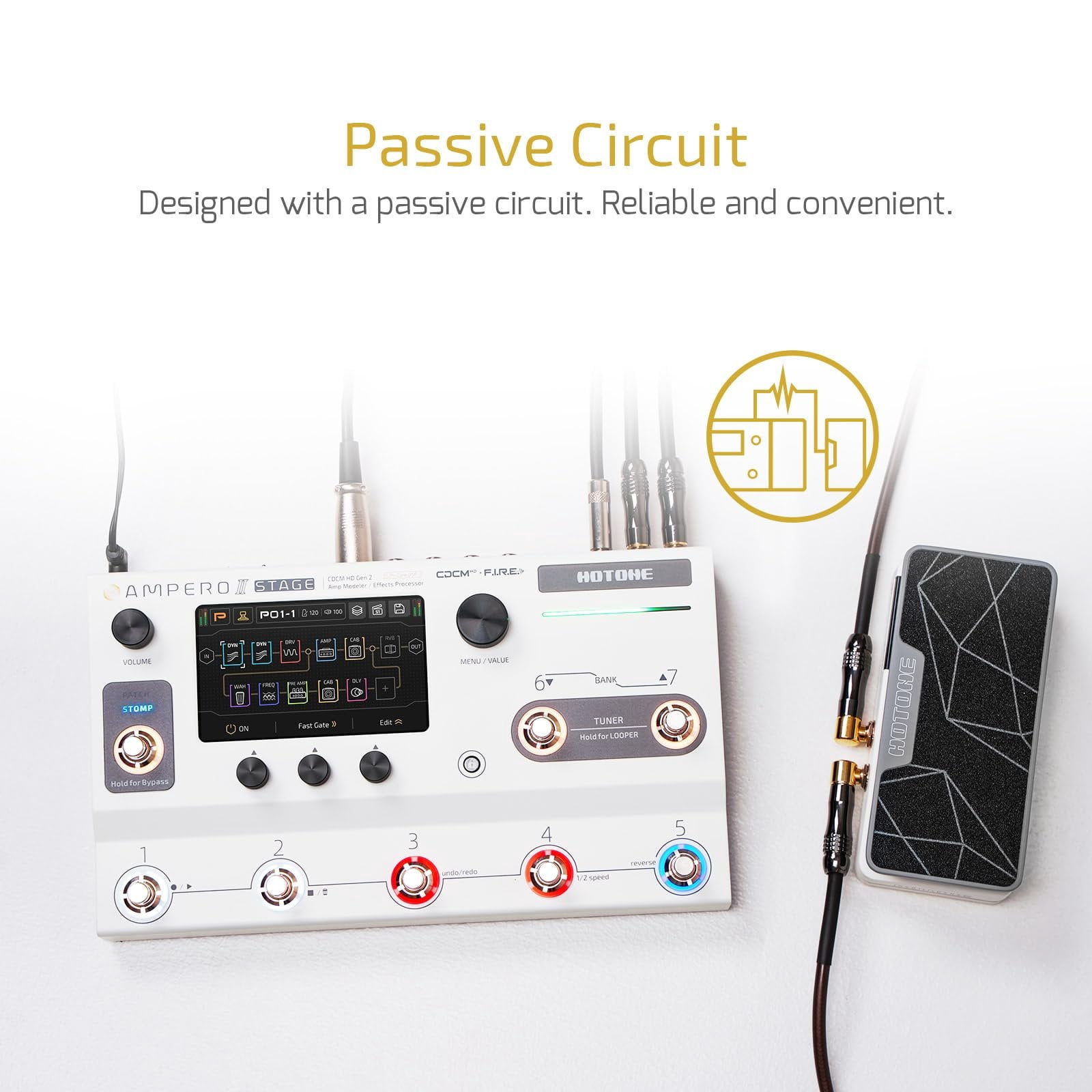 HOTONE 2 in 1 Passive Expression Footswitch EXP Pedal Ampero II Press