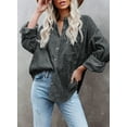 thumbnail image 2 of Uhndy Womens Corduroy Shirts Casual Long Sleeve Button Down Blouses Oversized Jacket Tops, 2 of 5