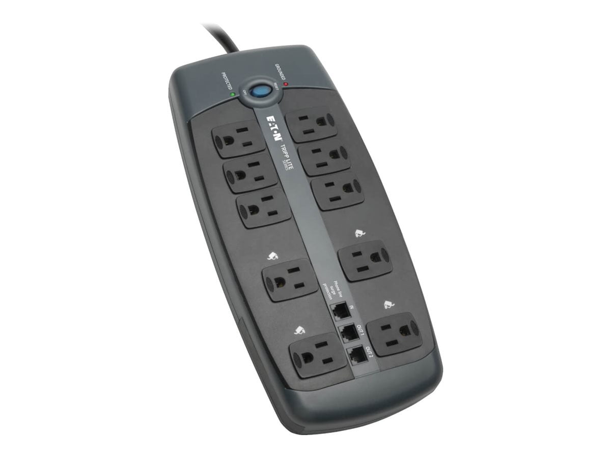 Tripp Lite, TRPTLP1008TEL, 10-Outlet Surge Protector, 1 Each, Silver
