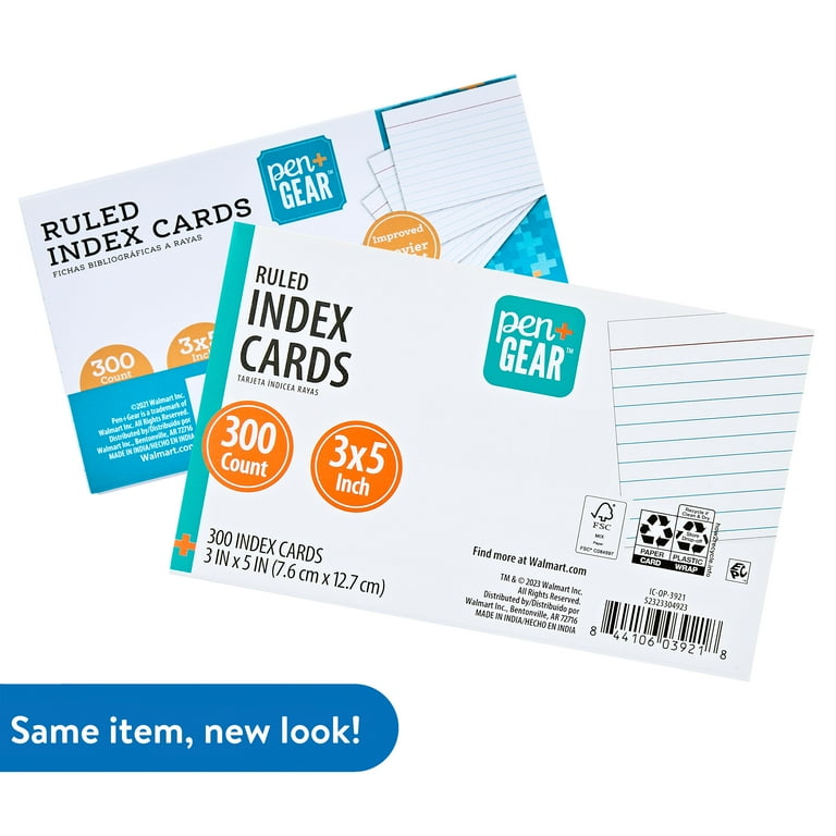 Pen+ Gear Ruled Index Cards, White, 500 Count, 3