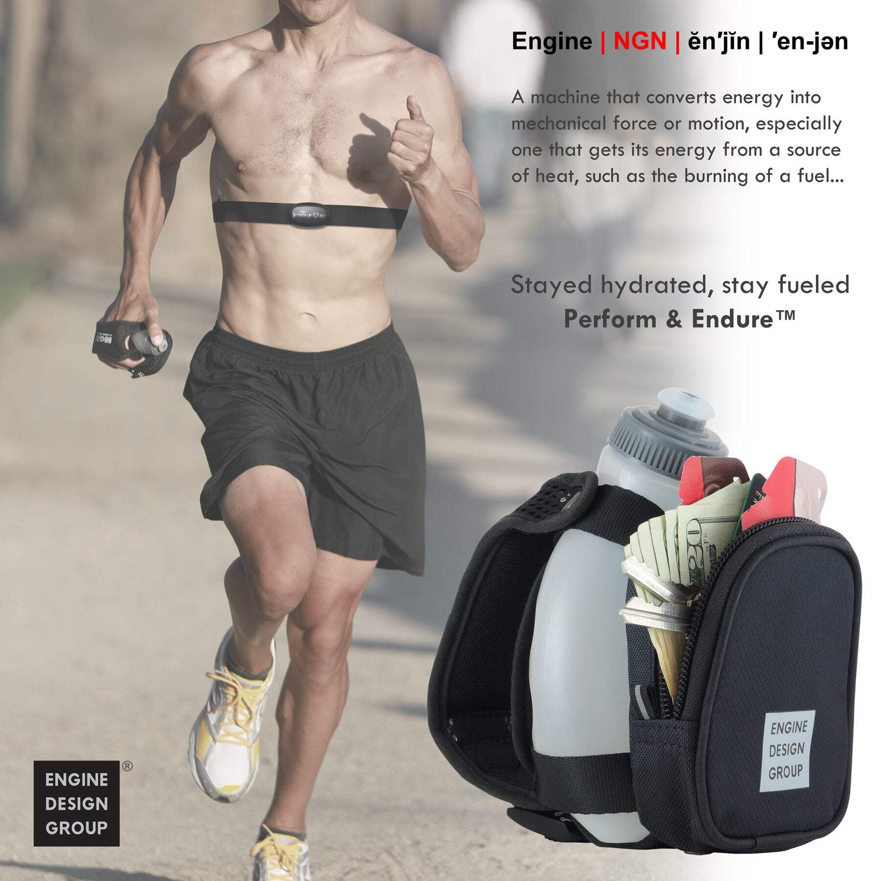 NGN Sport® - Running Water Bottle Handheld | Hydration Bottle  Pack with Zippered Pocket - 10 oz | Black (2-Pack)