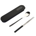thumbnail image 1 of 1 Set Cutlery Spoon Fork Food Grade Mirror Polish Smooth Edge Reusable Heat-Resistant Dinning Stainless Steel Spoon Fork Chopsticks Flatware with Storage Box Set for Home, 1 of 8