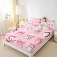 thumbnail image 4 of Homewish Sweet Halloween Ghost Bed Sheets,Pink Ribbon Bowknot Full Size Sheets,4-Piece,1 Flat Sheet,1 Fitted Sheet and 2 Pillowcases, 4 of 6